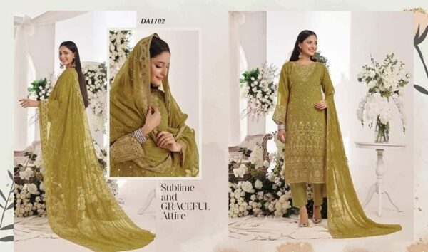 Embroidered Chiffon Collection Olive Green - Image 2