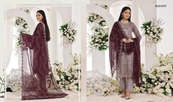 Embroidered Chiffon Collection Ash Brown - Image 2
