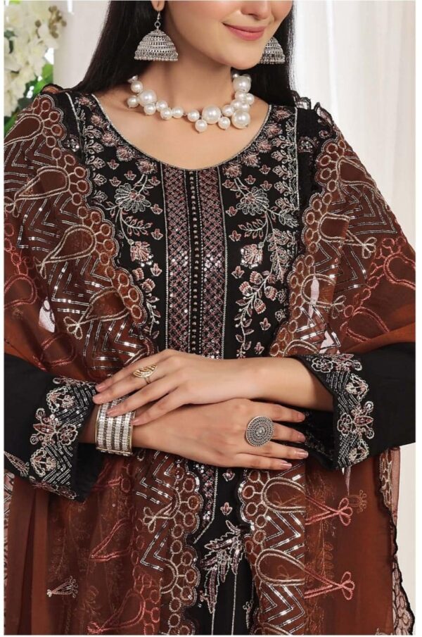 Embroidered Chiffon Collection Dark Brown